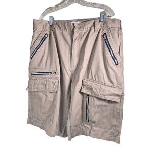Trust Shorts Men Size 40 Tan Cargo Casual Flat Front Zipper Accents Beige Shorts